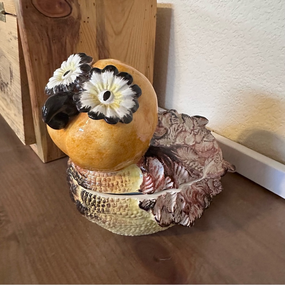 Bassano Vintage Italian Porcelain Owl Soup Tureen Bowl / Candy Dish